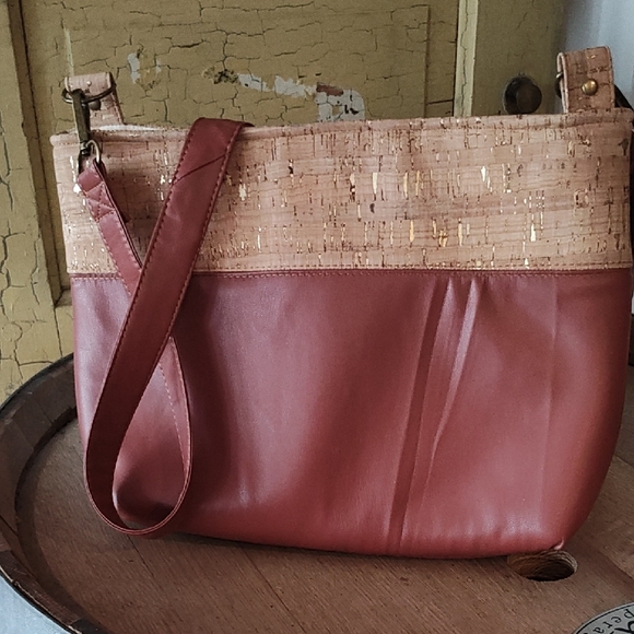 Floral Cork and Leather Women's Bag - Picture 4 of 6